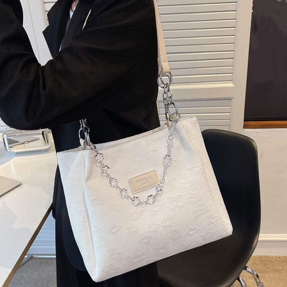 スクエア トート バッグ レディース 大容量 通勤 通学 きれいめ 大人 かわいい 花柄 おしゃれ レザー チェーン付き 大人可愛い 大人女子