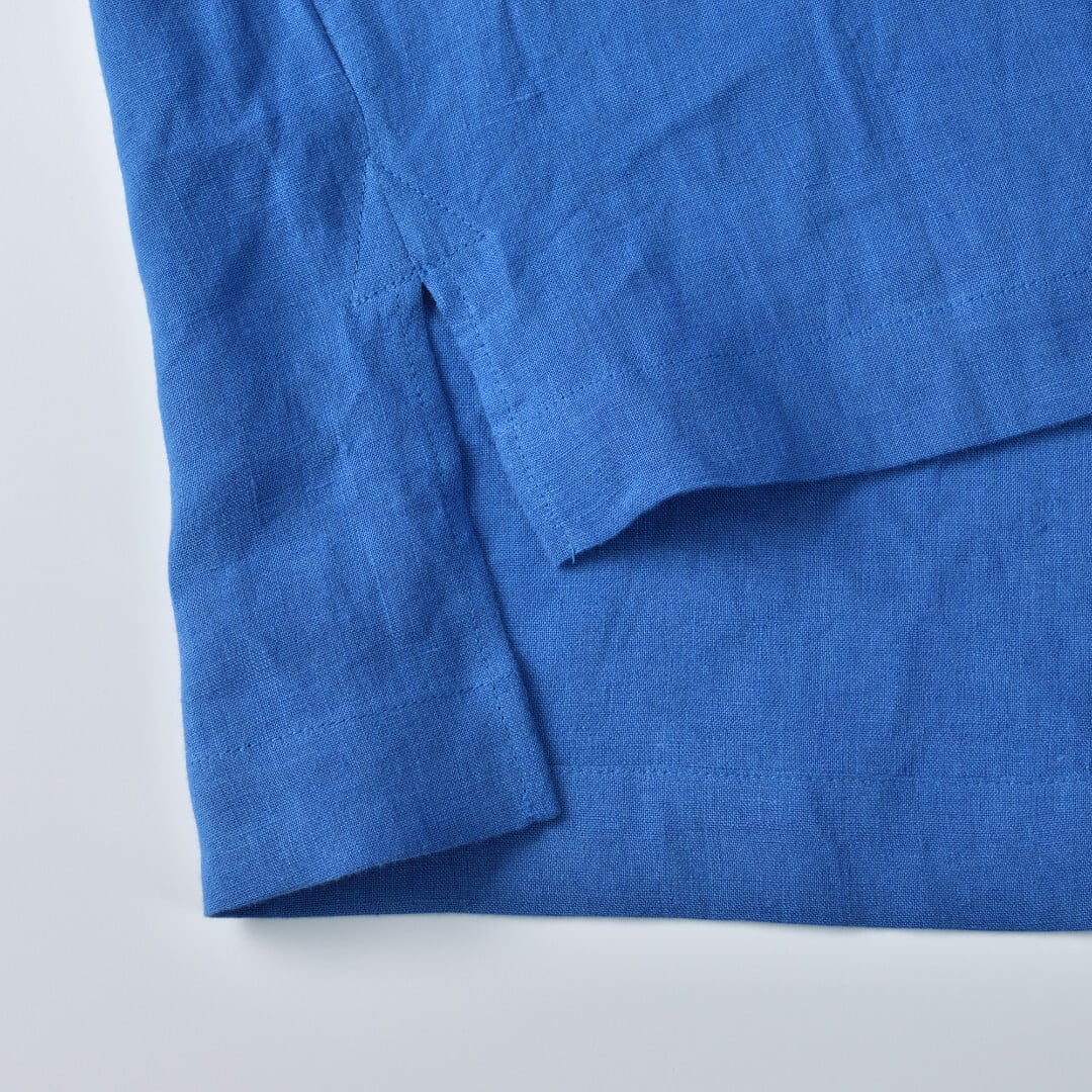 atelier naruse アトリエナルセ リネンVネックスモックブラウス・ブルー