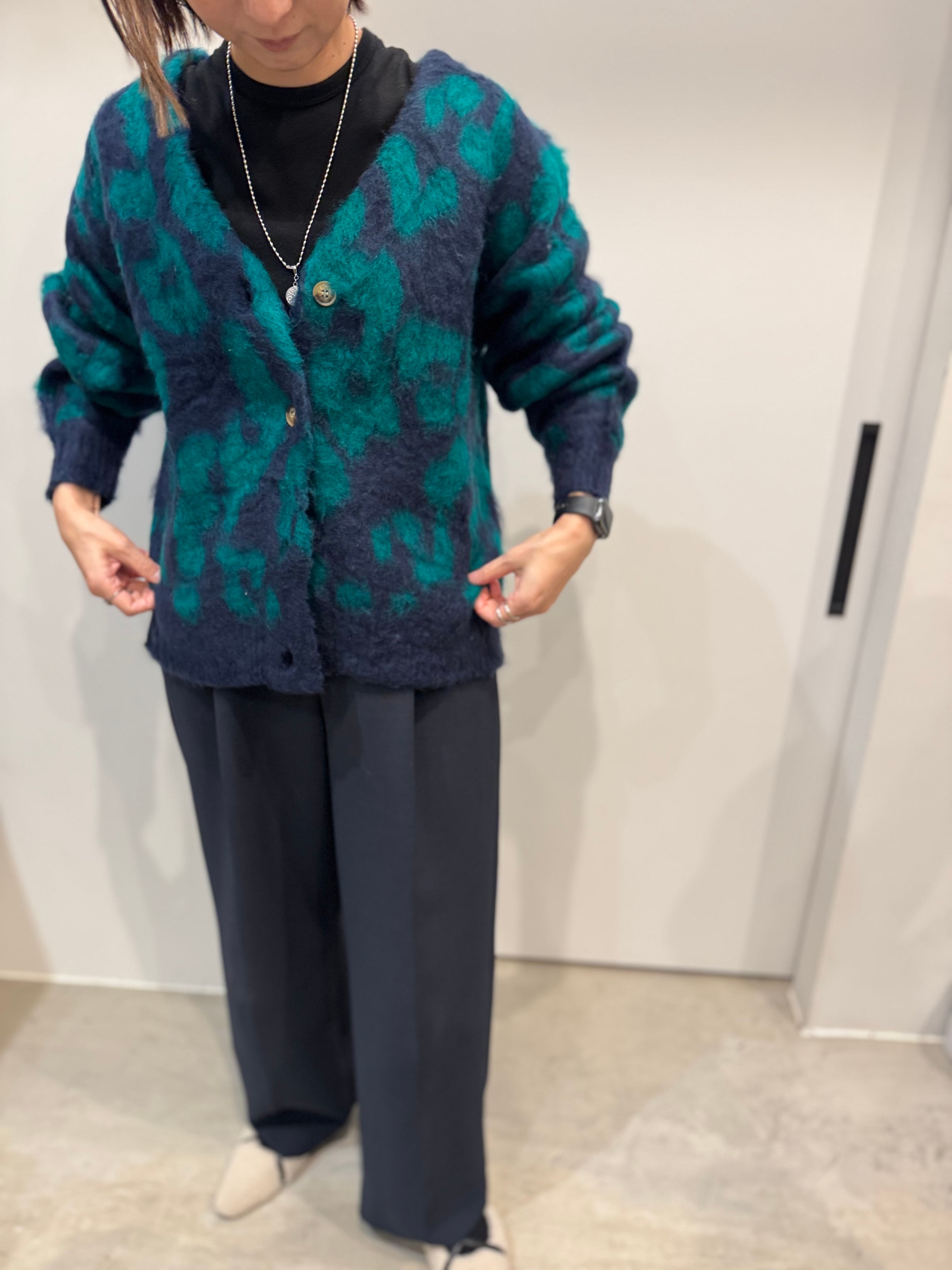 【SELECT】レオパード柄ニットカーディガン