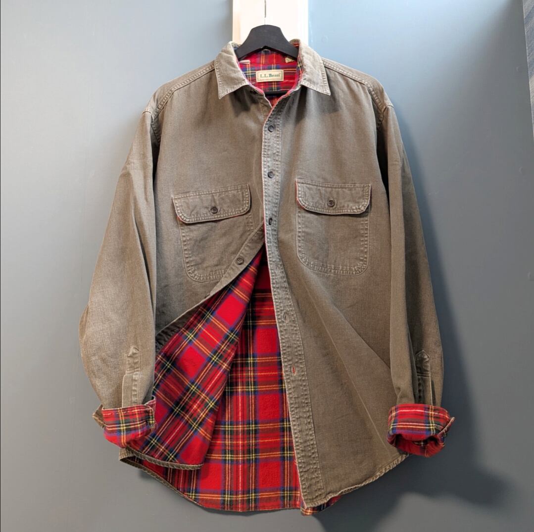 80s llbean liner flannel pattern shirt 小岩店