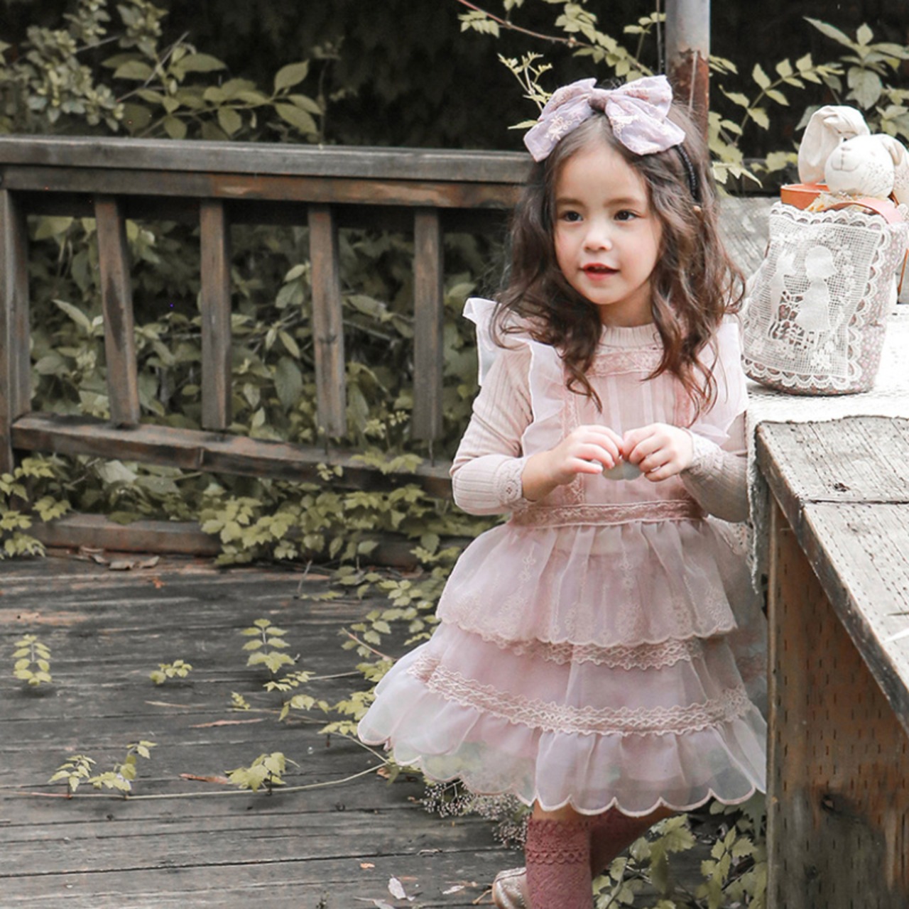 秋花びらフリルパフスカート