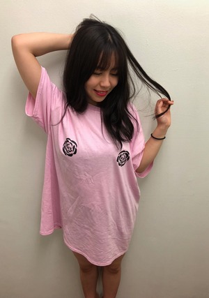  ROSE Oversize T-shirt　（ピンク)　