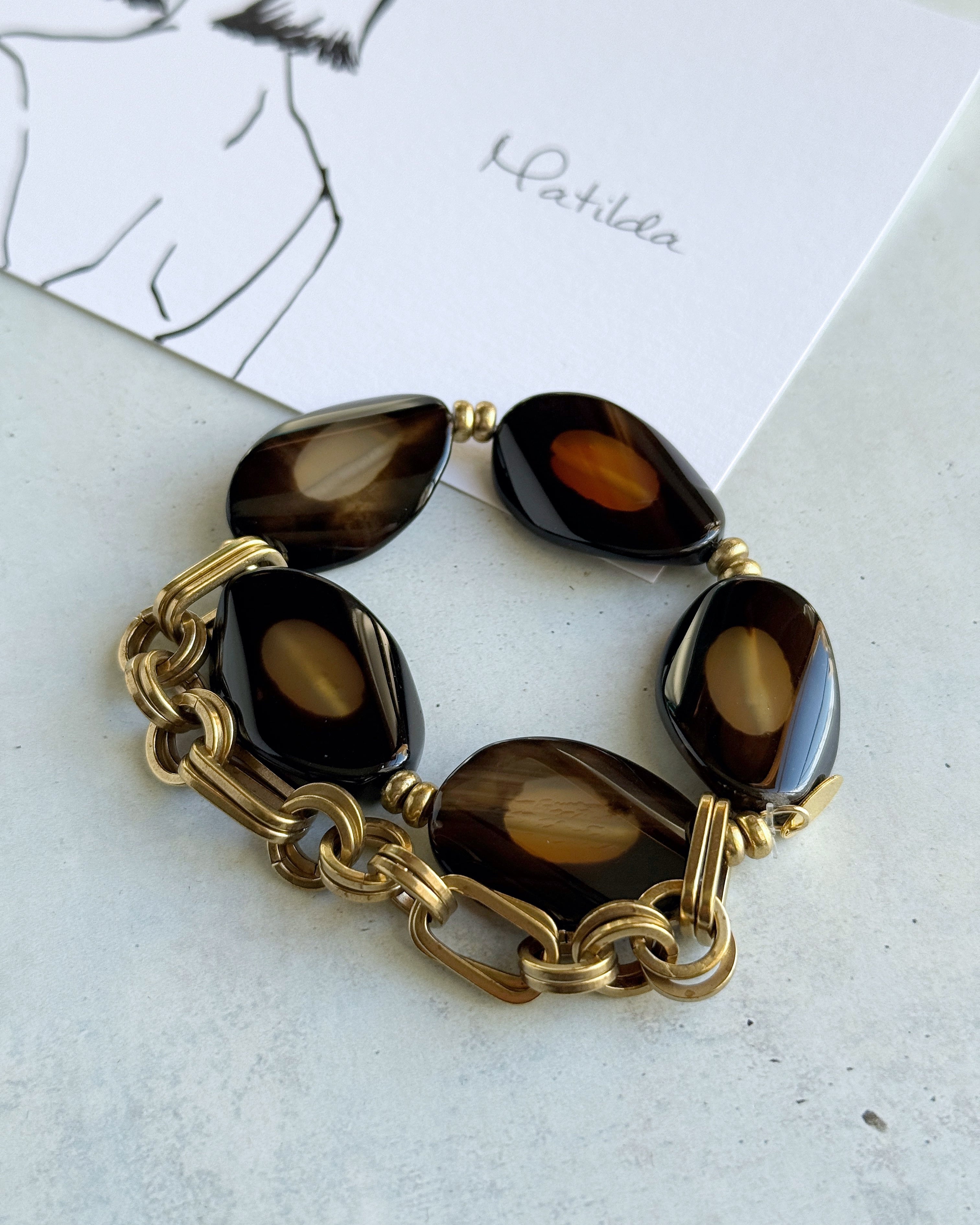 Chain & stone bracelet(アイアゲート)