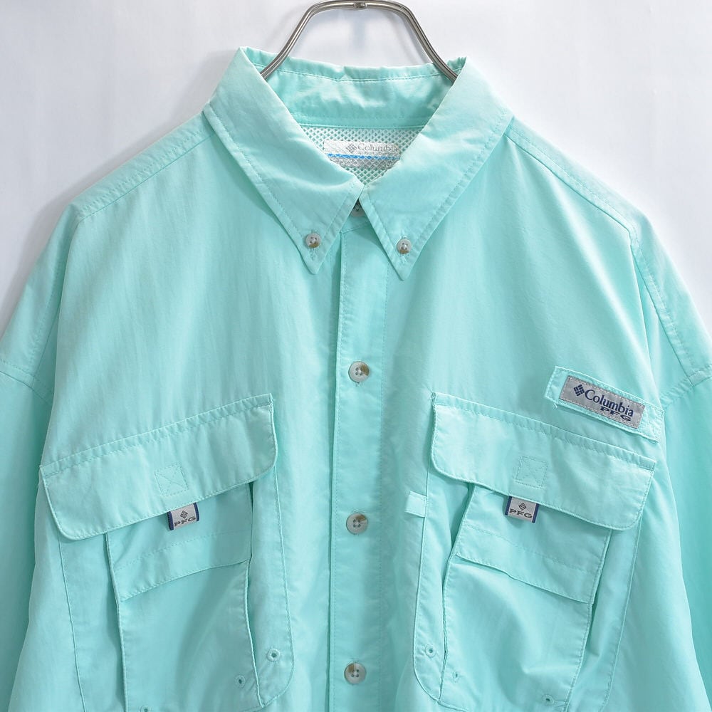 00s Columbia コロンビア 企業ロゴ 刺繍 PFG ナイロンシャツ 00s Columbia コロンビア 企業ロゴ 刺繍 PFG ナイロンシャツ