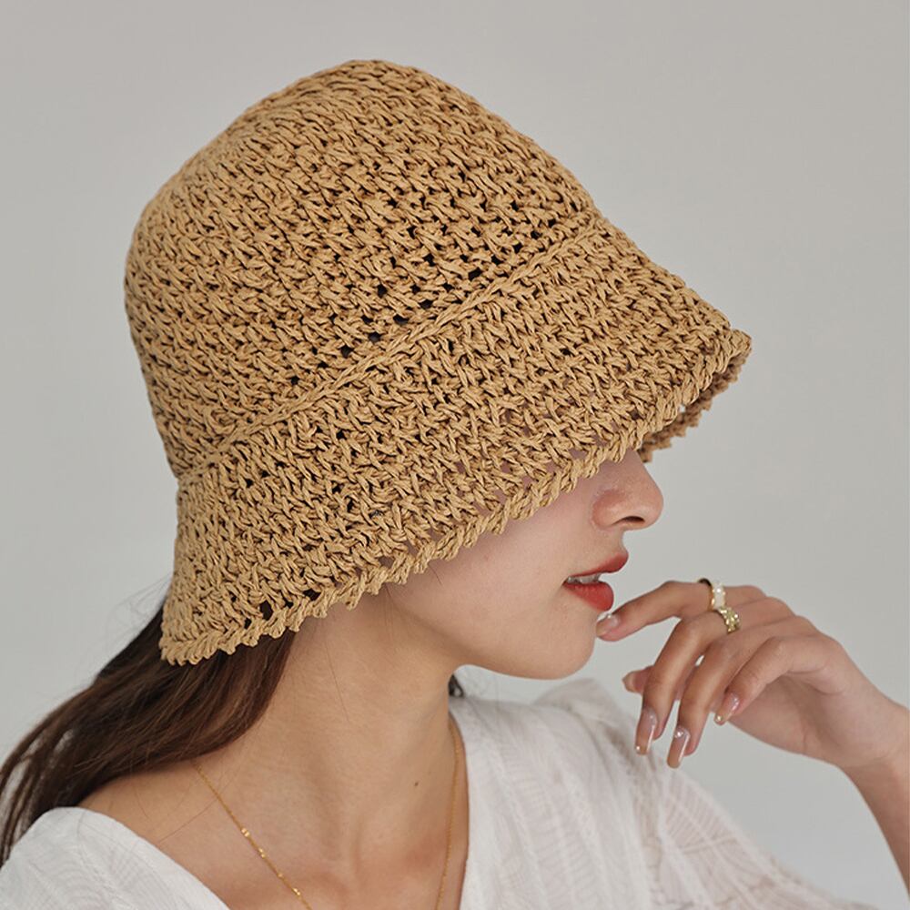 麦わら バケットハット 帽子 レディース UV対策 日差し避け 折りたたみ 春夏 おしゃれ 大人 きれいめ かわいい カジュアル リゾート アウトドア ストローハット 麦藁帽子 大人可愛い 大人女子