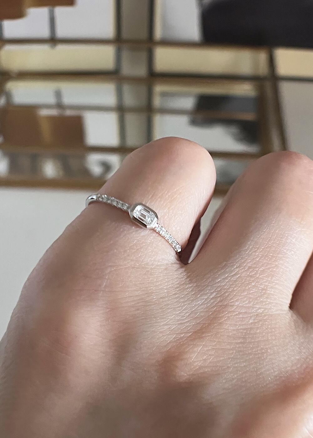 エメラルドカット ダイヤモンドリング M 0.10ct プラチナ チェカ 鑑定