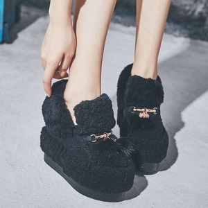 シープウール厚底ブーツ12cm ブラック