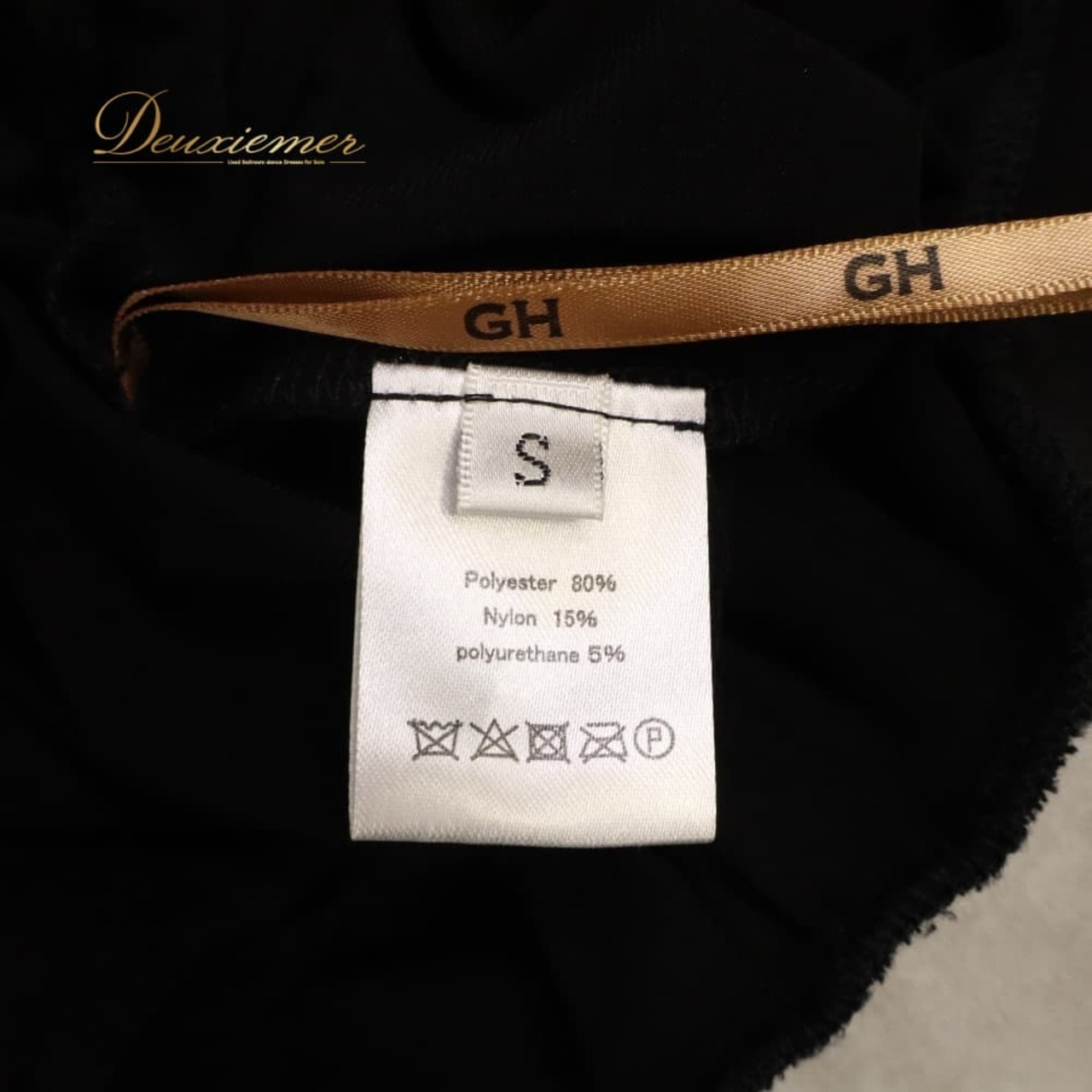 社交ダンス 衣装 GH ボトムス パンツ ズボン レッスンウェア ブラック系 黒 無地 シンプル リボン ウエストマーク 練習 レッスン 練習着 軽やか おしゃれ 上品 大人っぽい 裾マーク ダンス ダンス衣装 社交ダンス衣装