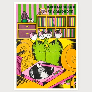 Jumbo Press "Se comparte" Designed by Buen Muchacho  A3 (297×420mm) Art Print