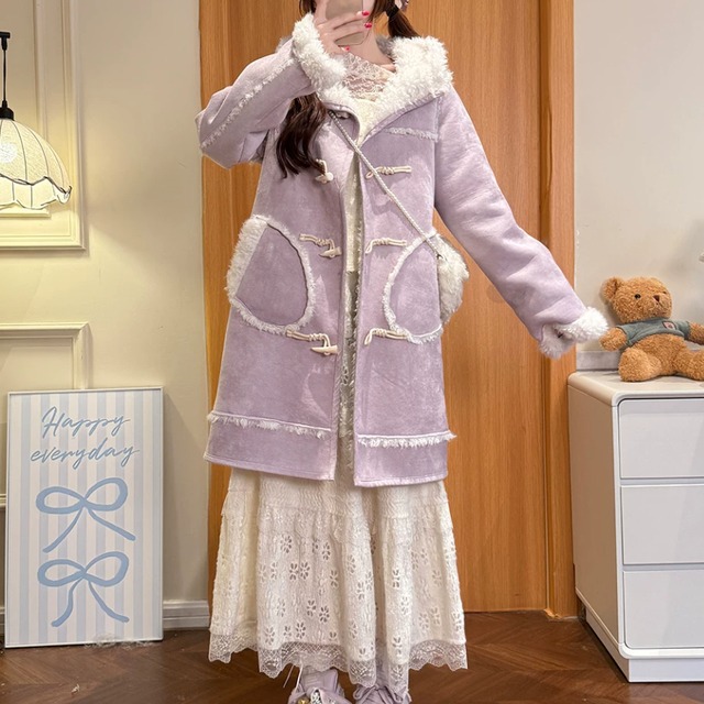 トグルボタンムートン風ボアコート ・79325