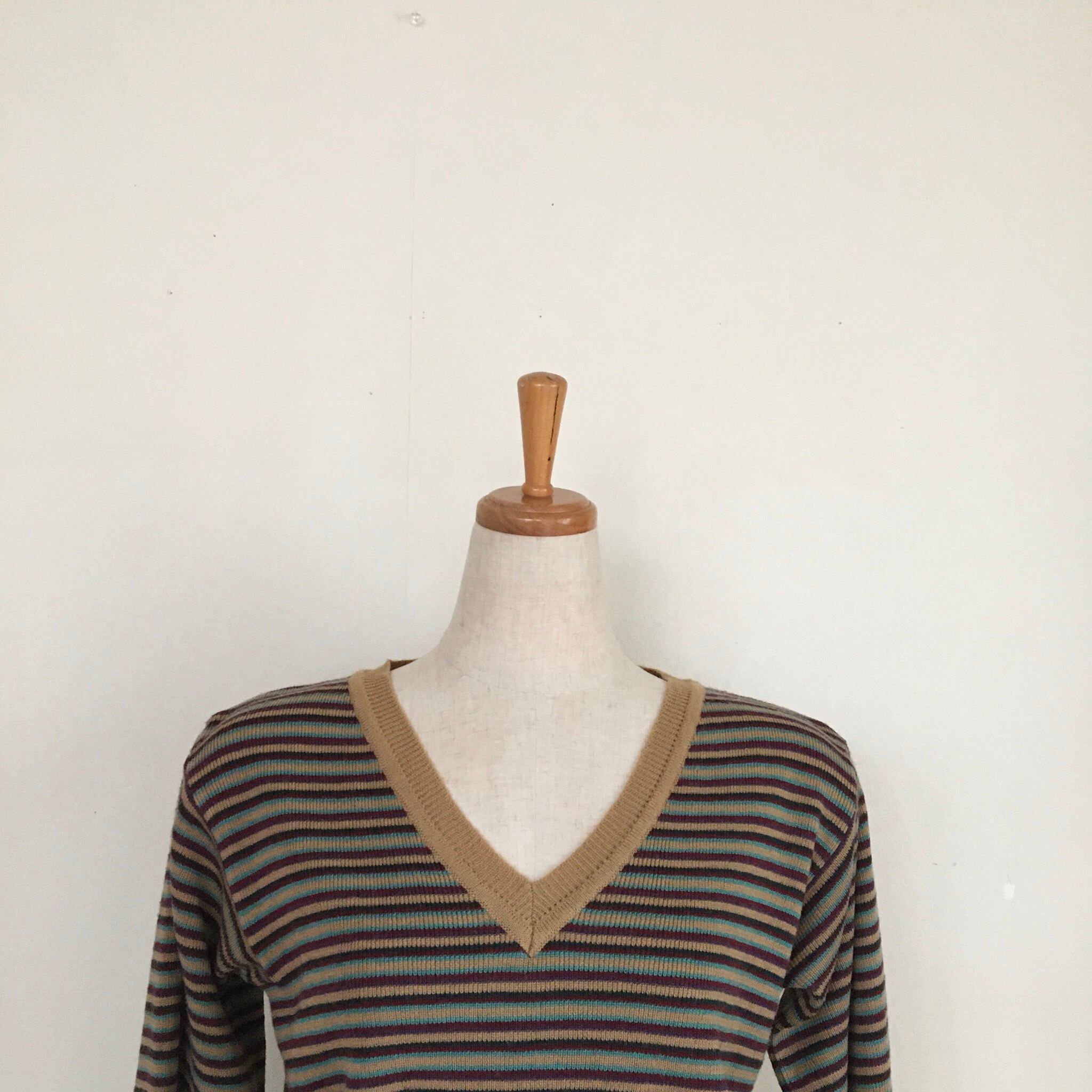 80s LACOSTE border knit