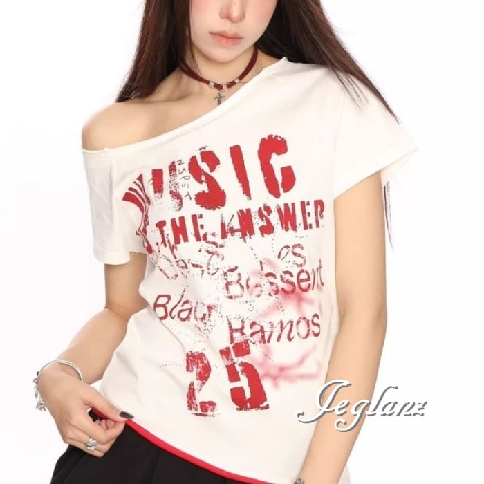 3色 フェード ロゴ プリント Tシャツ ワンショル スリム ♪(MC728)β