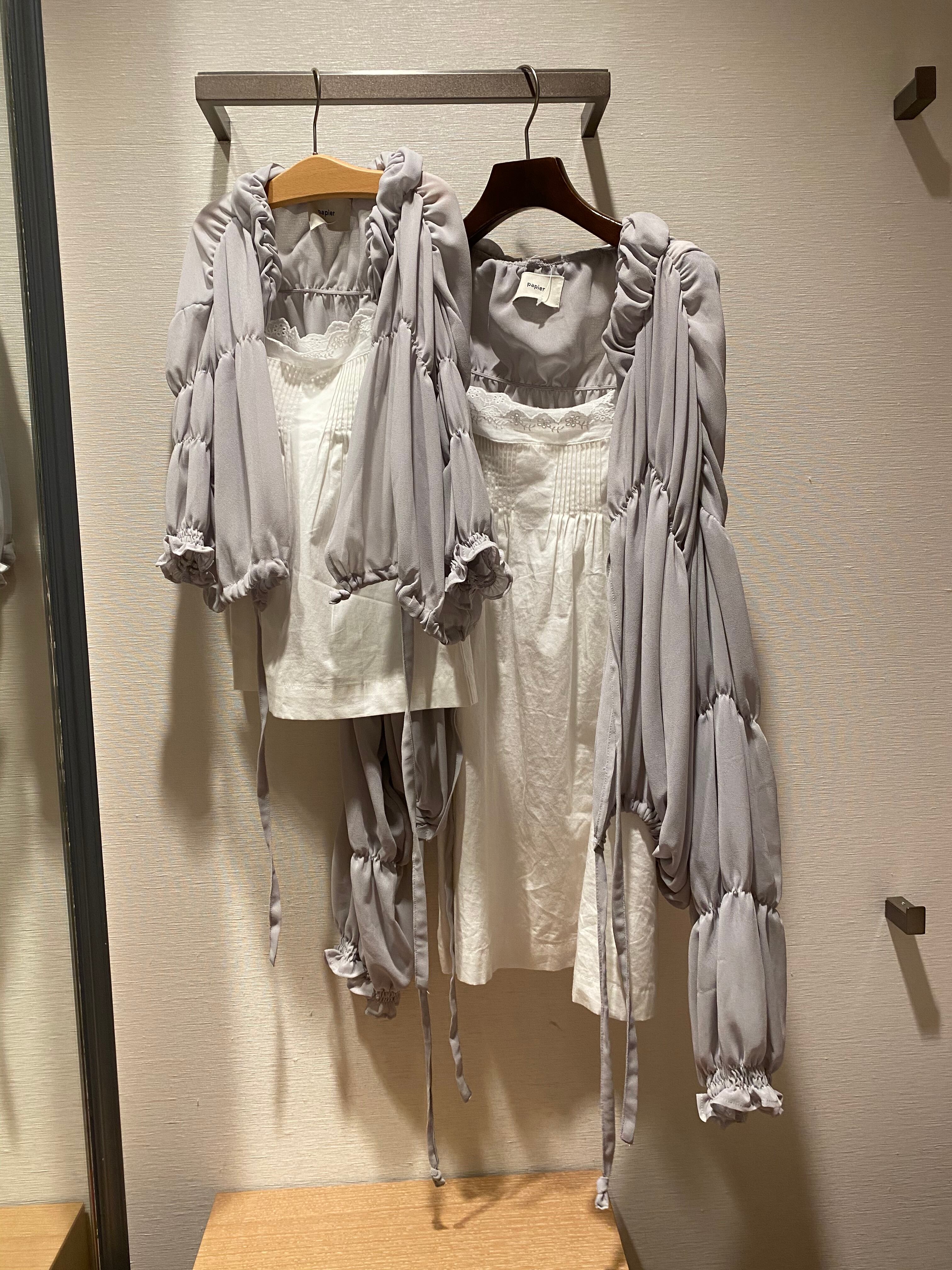 papier gathered jacket/pale blue