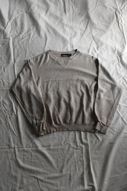 OK/90-00's "patagonia" cotton seed stitch art damage sweat