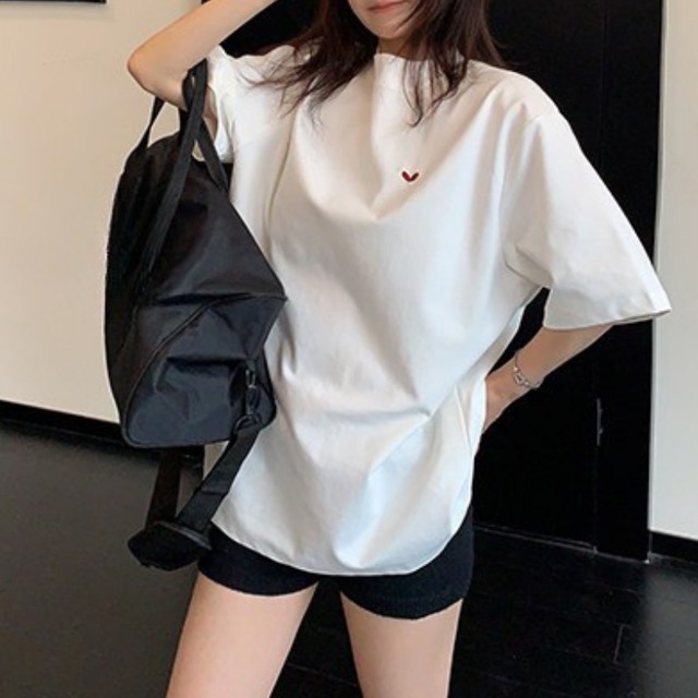 one point heart short sleeve tee　ワンポイントハート半袖ティー　J2056