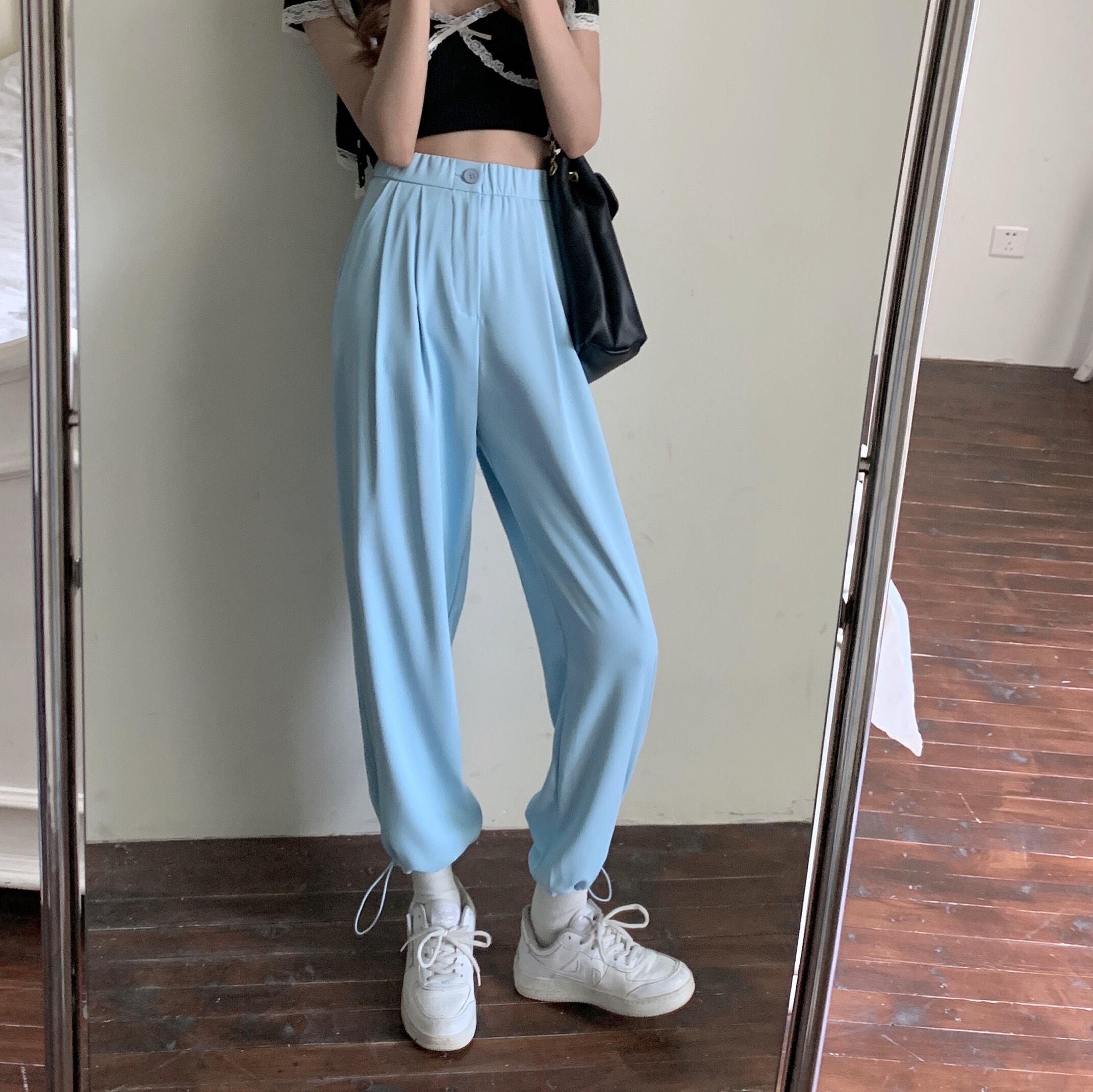 カジュアルパンツ サマーストレッチウェストルーズ薄手 エラスティック 伸縮 夏物 クレセントシティ58077797117