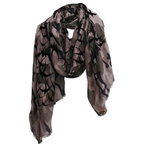 Leigh & Luca （レイ アンド ルカ）FREEDOM BIRDS RECTANGLE CLASSIC CAMOUFLAGE SILK BLEND SCARF