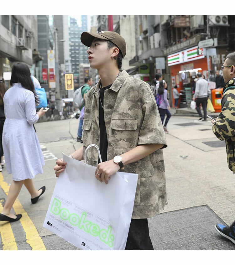 全2色 シャツ 迷彩 半袖 カジュアル シンプル 羽織 おしゃれ | WSCORE