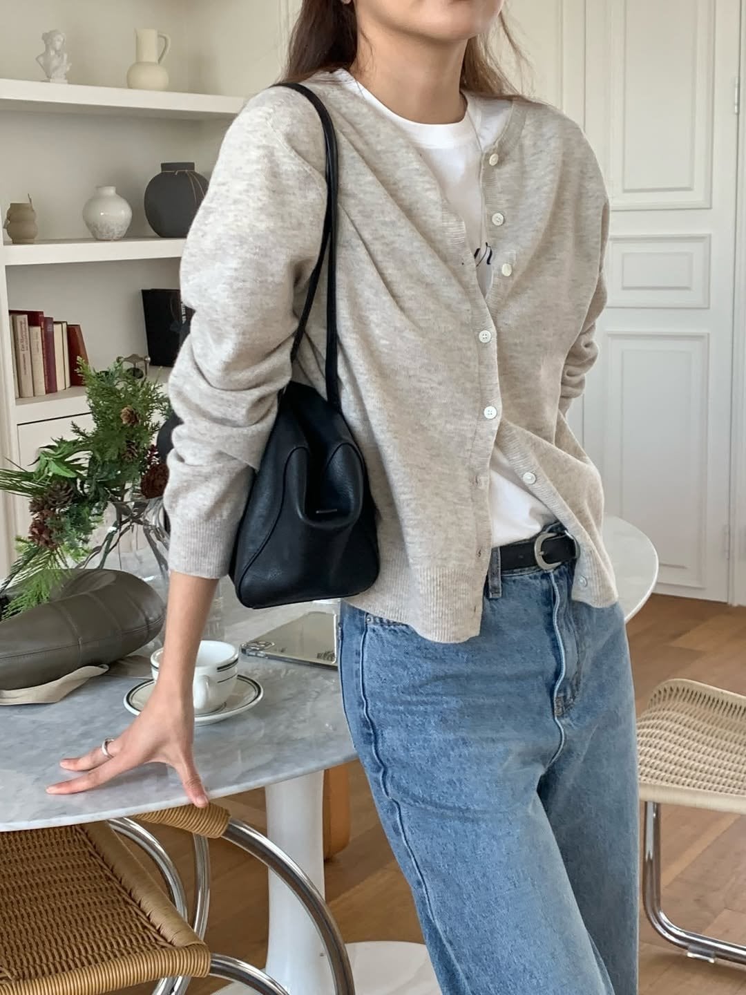 (予約) verveine / Rose whole-garment round cardigan