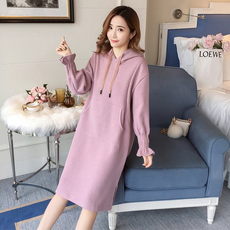 【新作】【送料無料】 マタニティウェア2020秋/冬の新しいセーターフード付き母乳育児ドレスミドルレングス母乳育児ドレス-アリババ オータム 秋物 ウィンター 冬物 expec275087945268