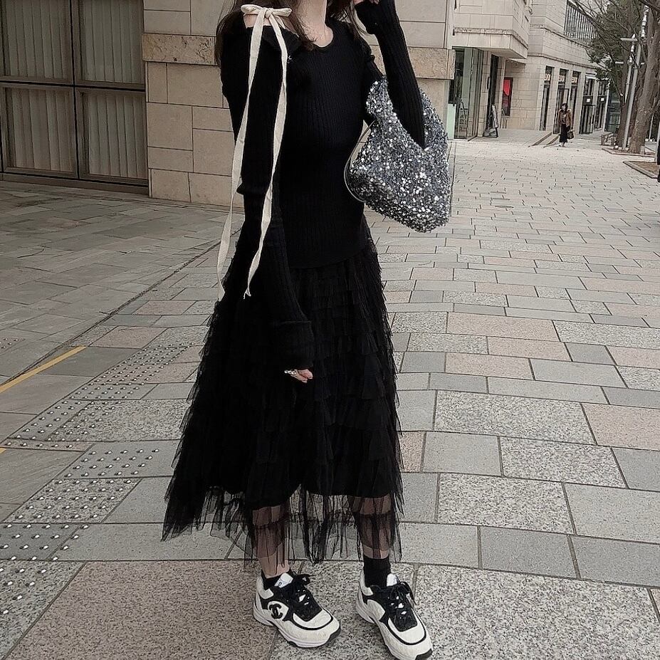 Romantic tulle sk / black (5月上旬〜中旬頃発送予定)
