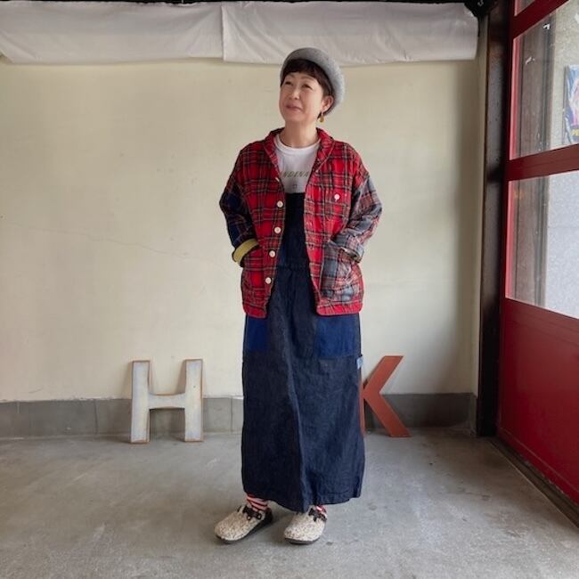 快晴堂 レディース スカート マルチデニムのパッチワーク