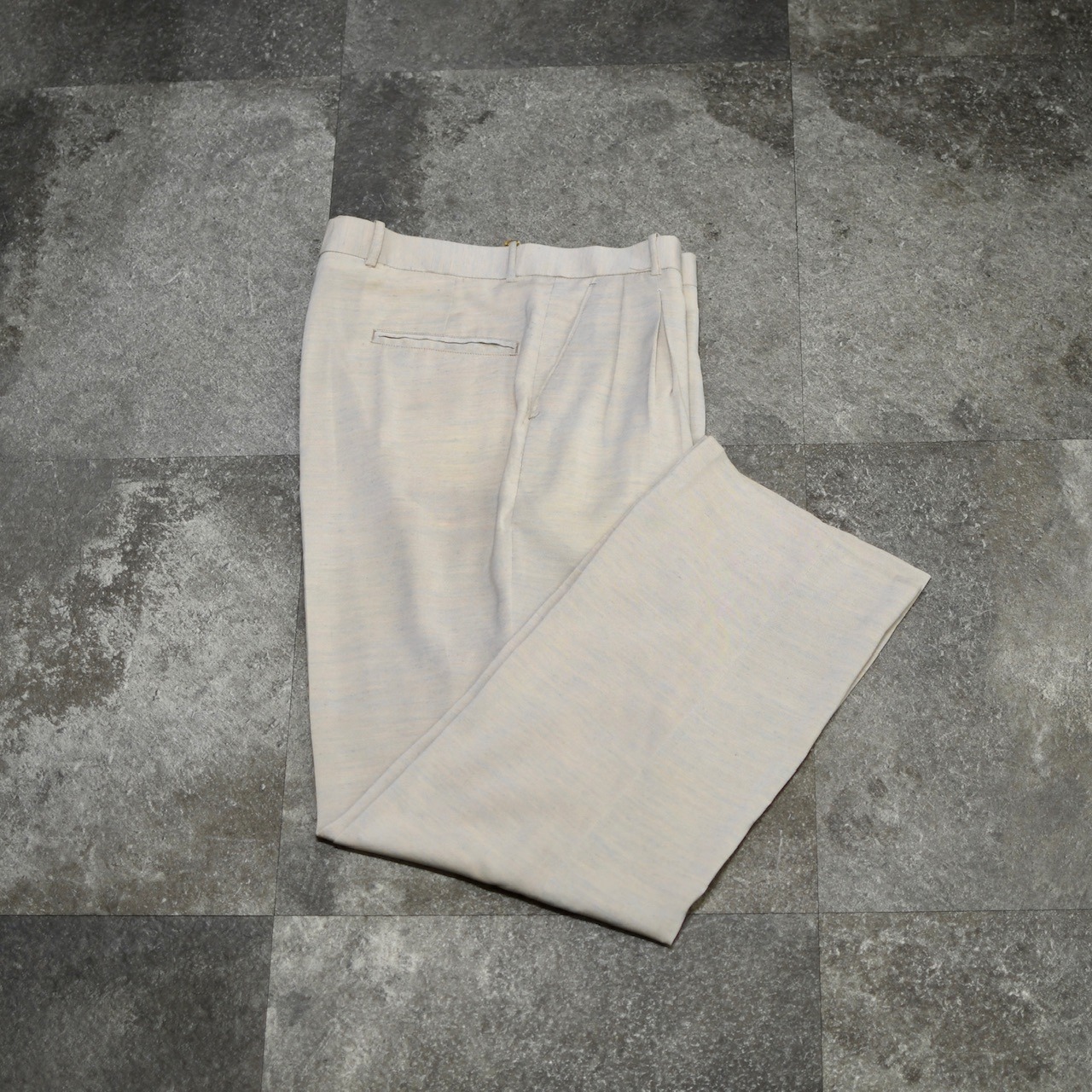 PRONTI rayon blend "杢調" 2tuck slacks