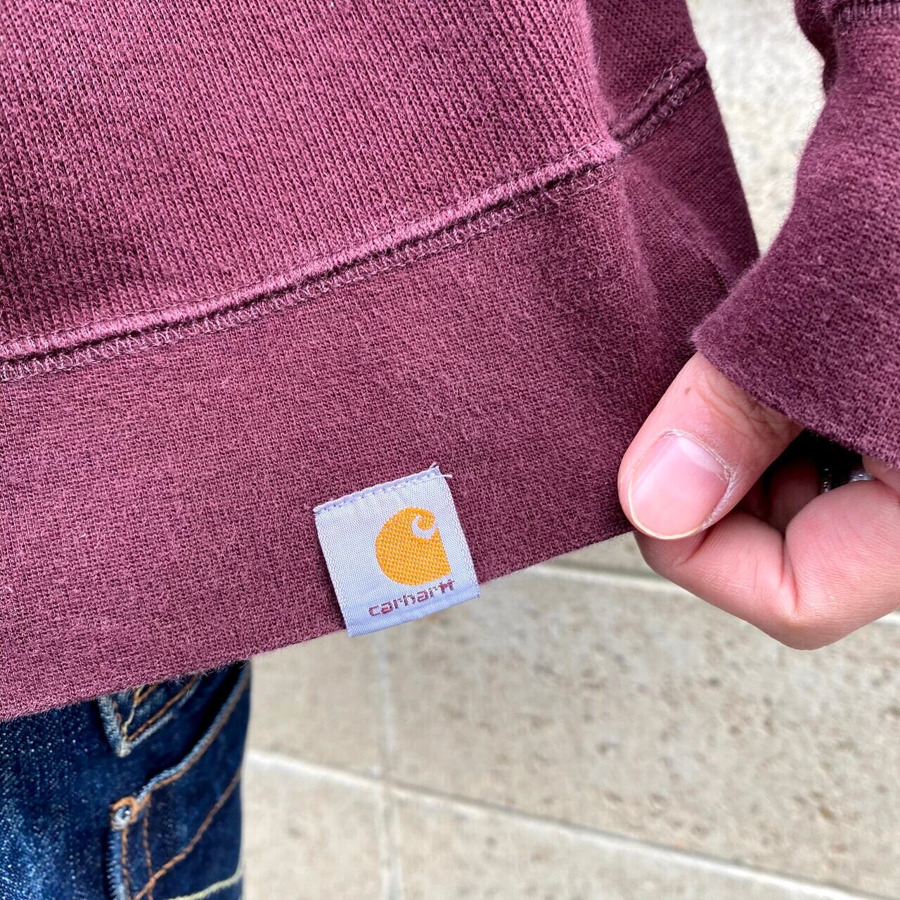 Carhartt ボーダーポロシャツ XL ワンポイントロゴ Carhartt カーハート ワンポイントロゴ ハーフジップ スウェットシャツ
