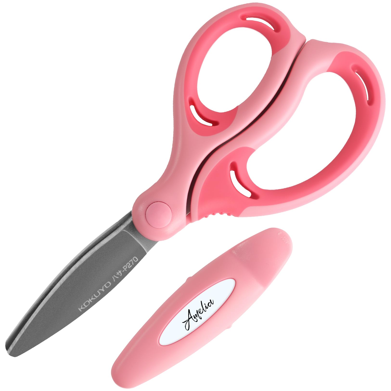 【努力特価】コクヨ(KOKUYO) ハサミ こども 右手用 エアロフィットサクサ グルーレス刃 ピンク ハサ-P270P
