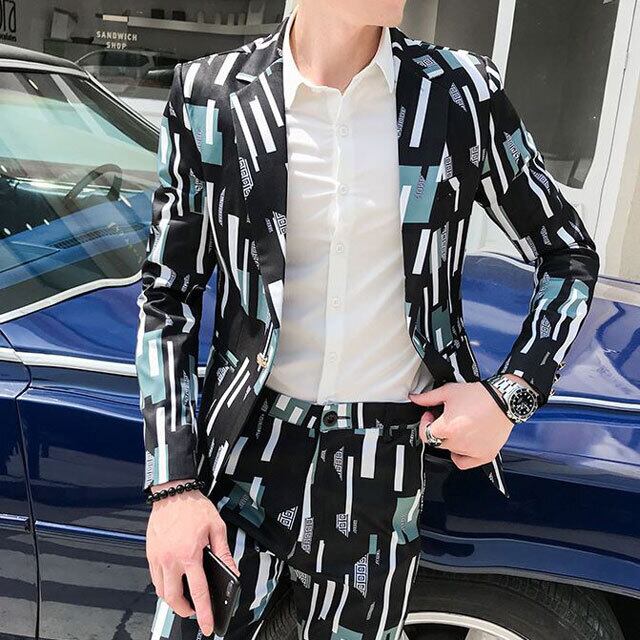 セットアップ メンズ 上下セット ジャケット パンツ セット ストライプ スーツ【グリーンxブラック】