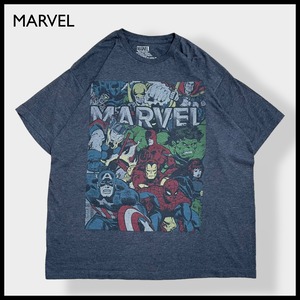 【MARVEL】2XL ビッグシルエット ロゴ プリント オフィシャル 公式 Tシャツ アベンジャーズ スパイダーマン アイアンマン マイティソー ハルク キャプテンアメリカ  アメコミ マーベル メキシコ製 半袖 US古着