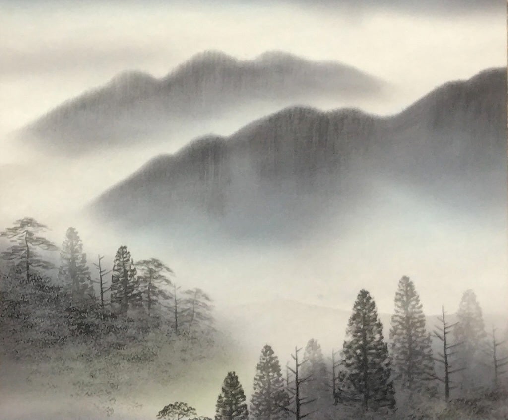 遠田岳南｜TODA Gakunan「白富士」 尺五立 現代作家中古掛軸 共箱