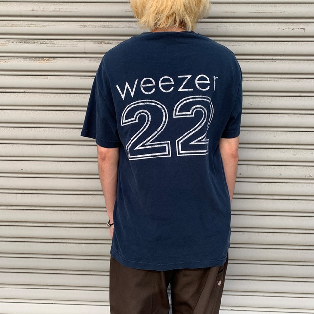 90s Weezer ウィーザー　バンドTシャツ　バンT 両面プリント　紺　L