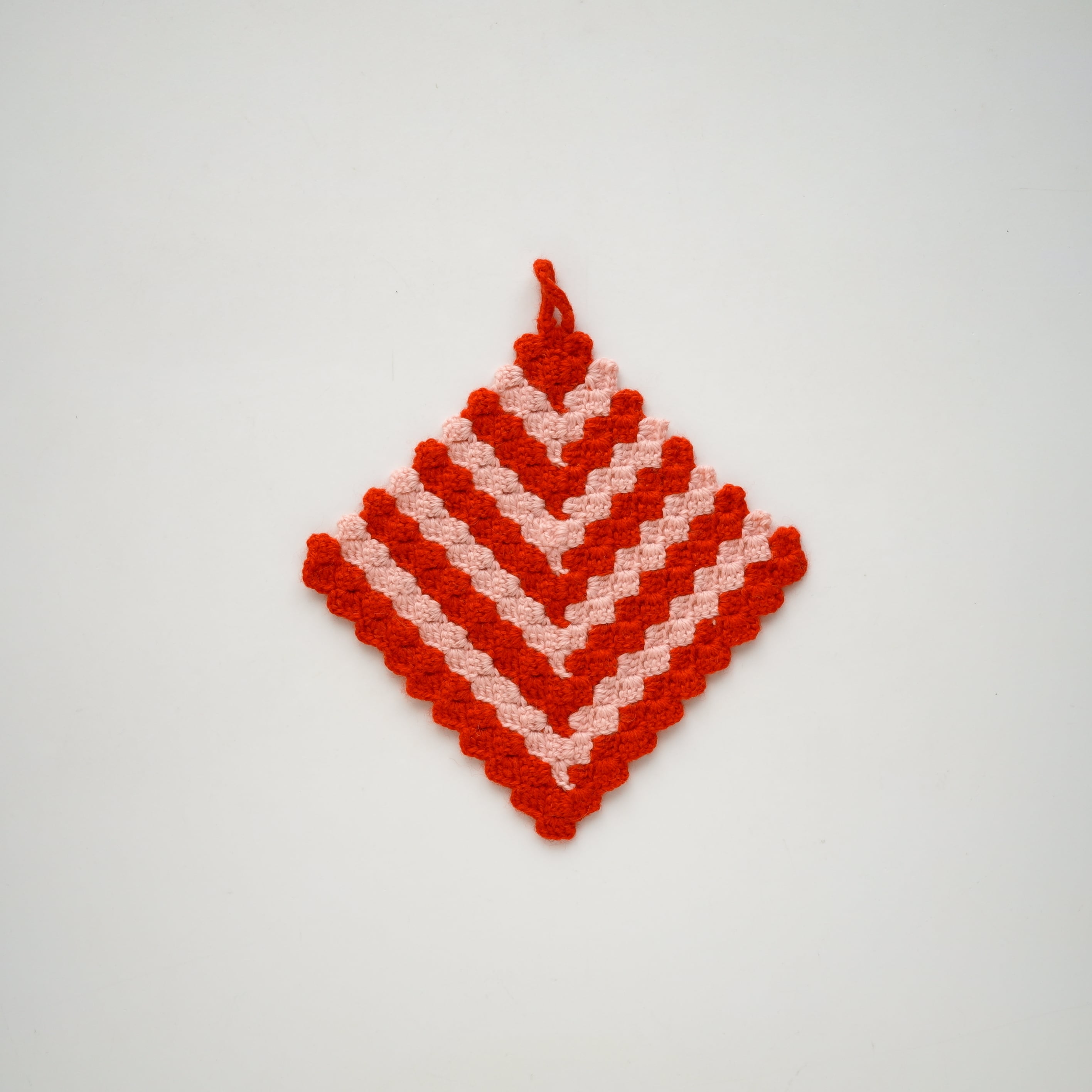Handmade Pot Holder / Red & Pink Striped