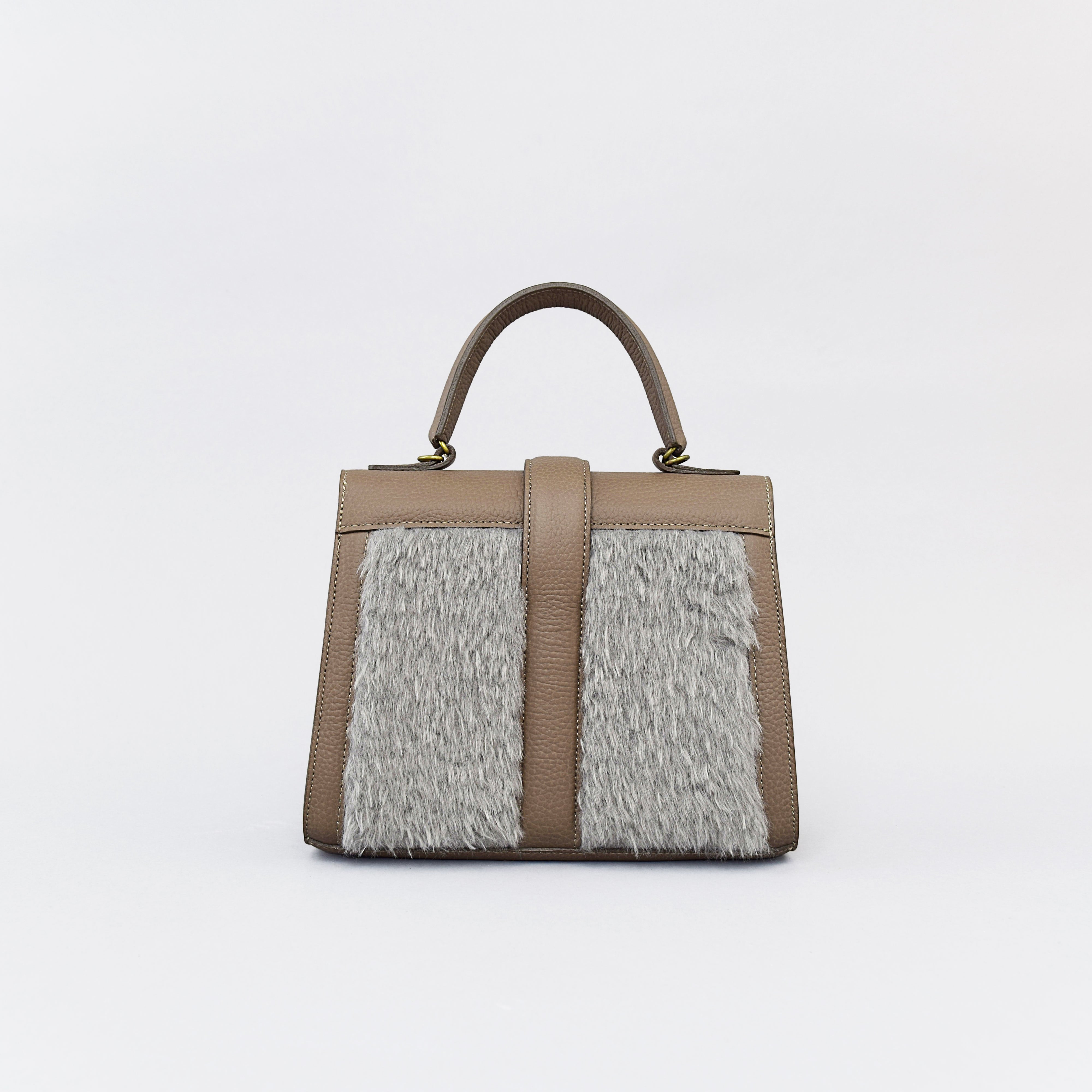 SHOJIFUJITA「1」DANCER-2 SHRINK LEATHER×IMITATION FUR TAUPE