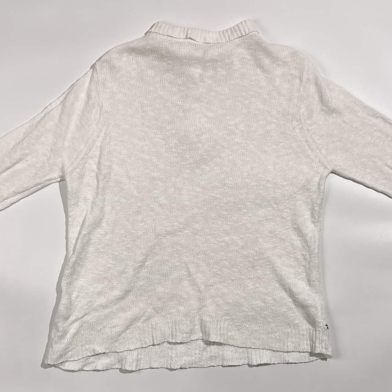 リネン混 Mademoiselle NON NON マドモアゼルノンノン ヘンリーネック ニット セーター L/ホワイト系 レディース パパス