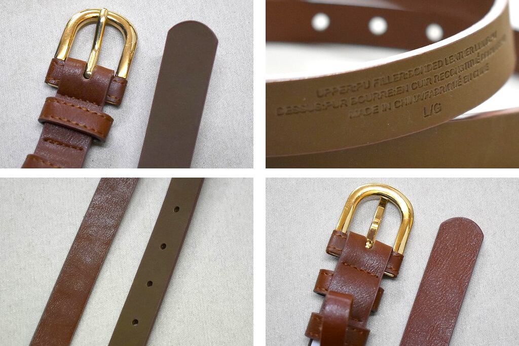 ダークブラウン9点+1点（交換） 1点物◇おすすめ金バックル付き合皮レザーベルトUSA古着Lメンズ