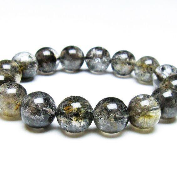 エレスチャルクォーツ ブレスレット 14mm ブラックエレスチャル 一点物 おまかせ便 111-37857