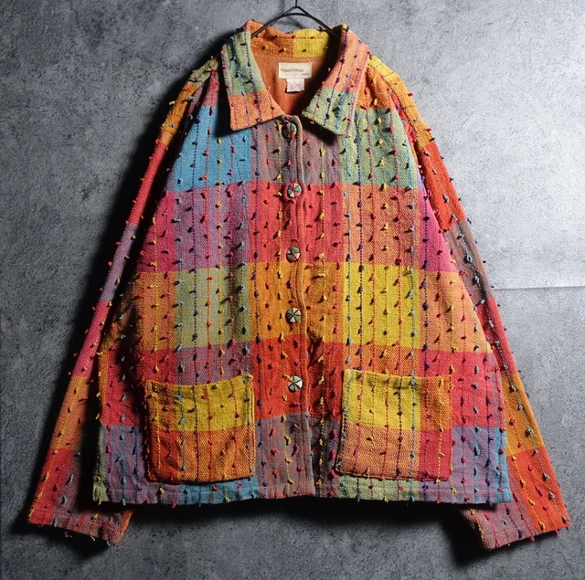 Multicolor Block Check Nep Design Short Length Jacket