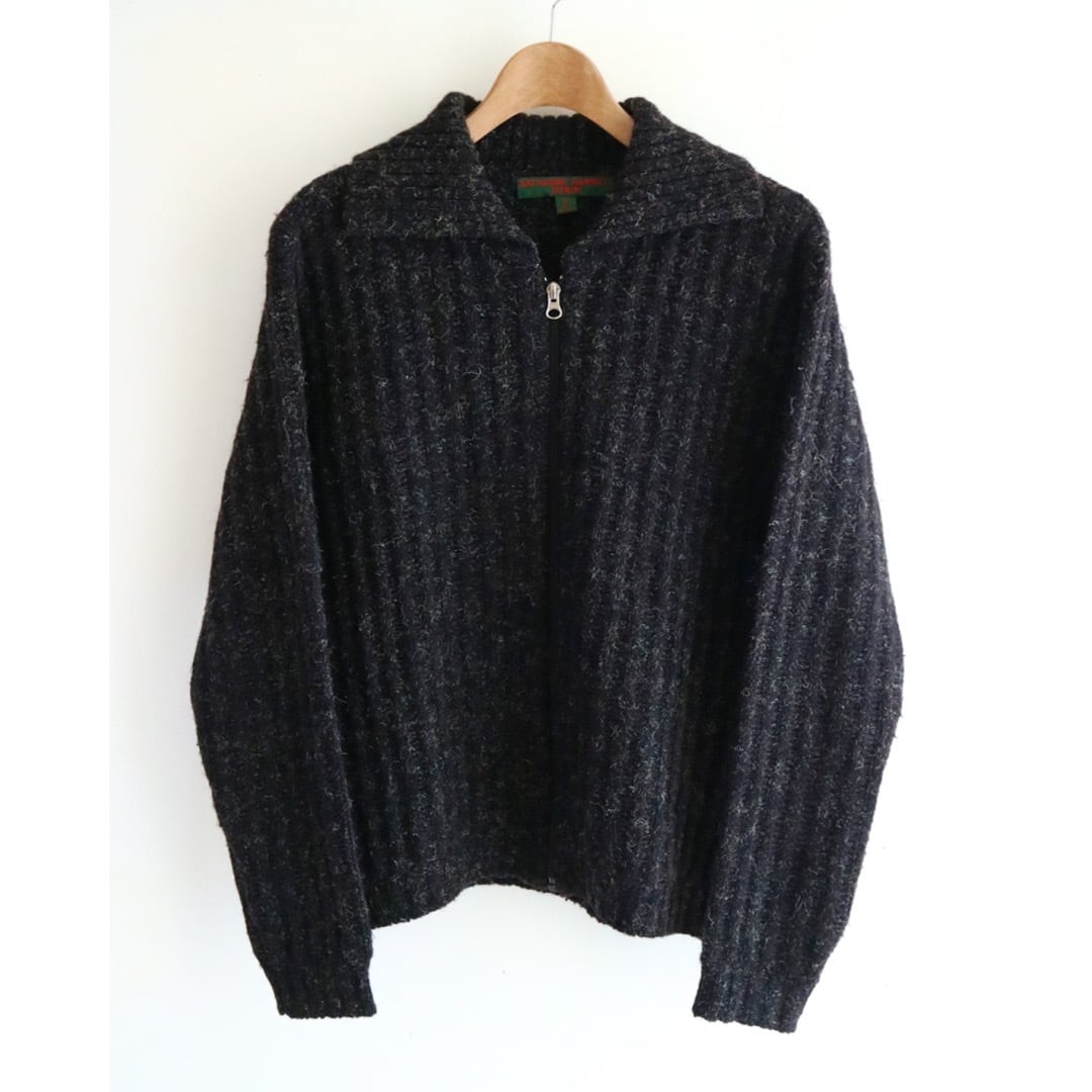 90-00s “KATHARINE HAMNETT” zip-up wool knit sweater made in