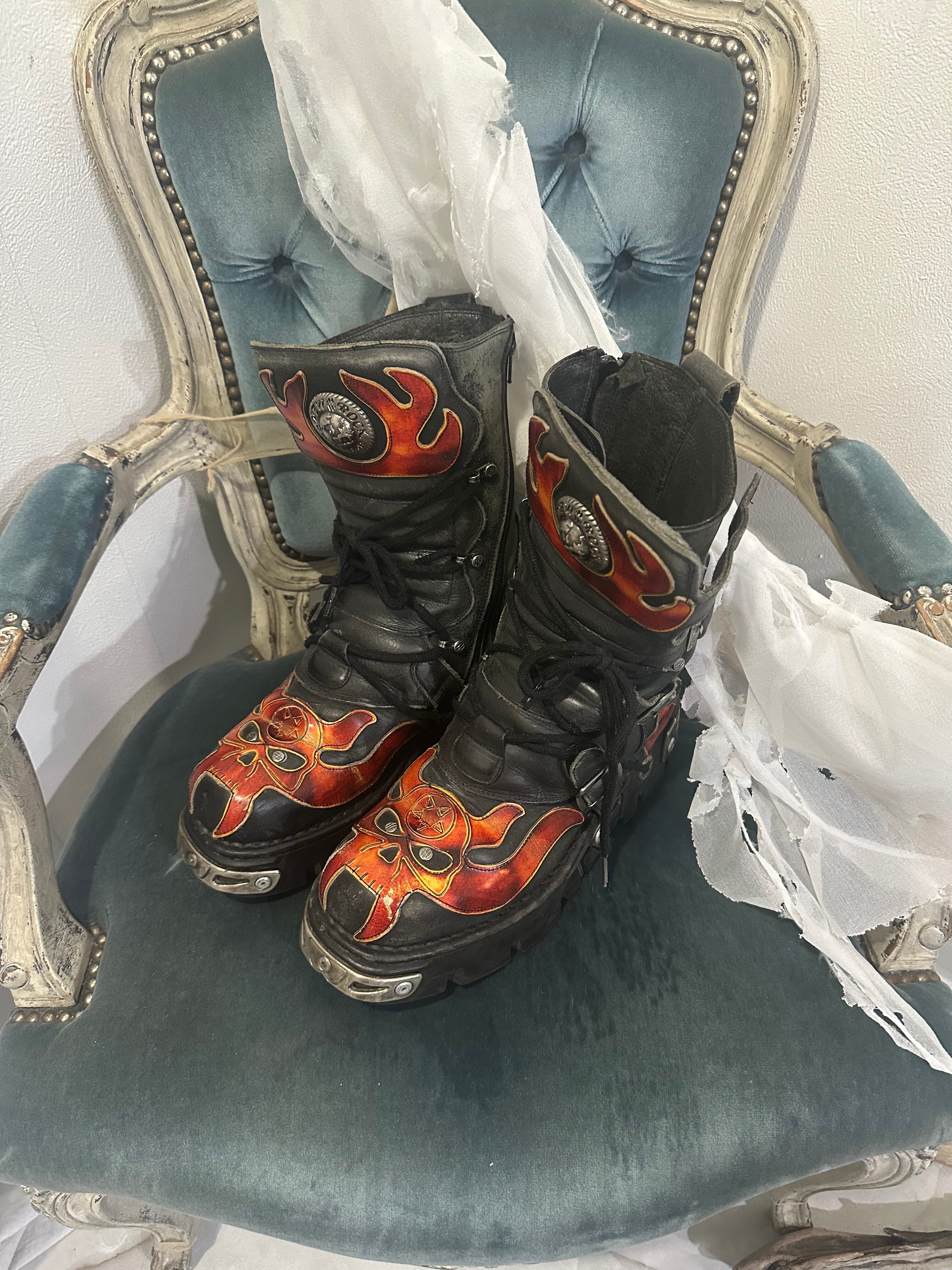 靴 newrock fire pattern boots NEWROCK〟fire pattern boots | HITOCHIGAI ＆ RΣbiЯth