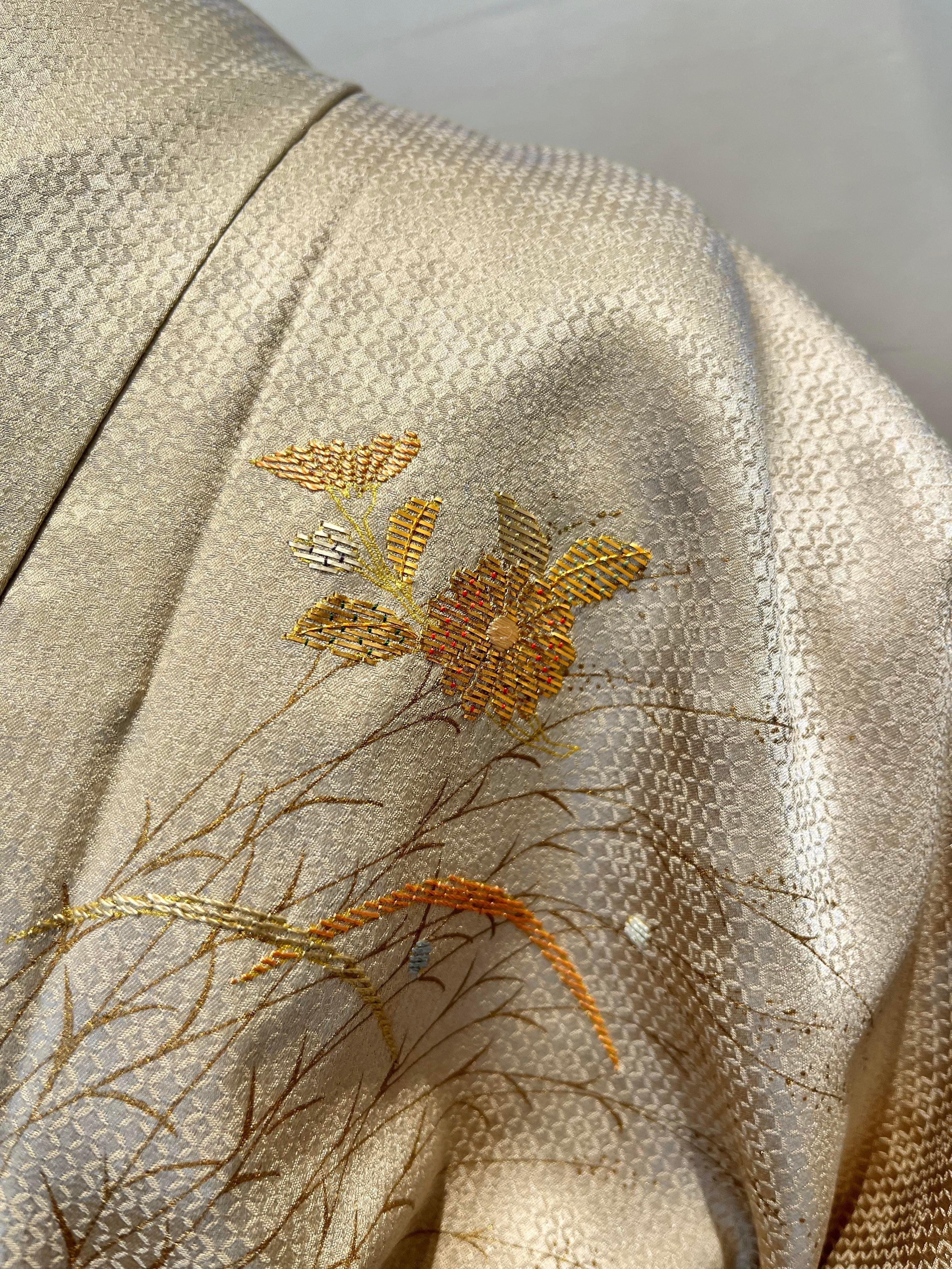 2113 ベージュぼかし訪問着 袷単品 Houmongi(lined kimono