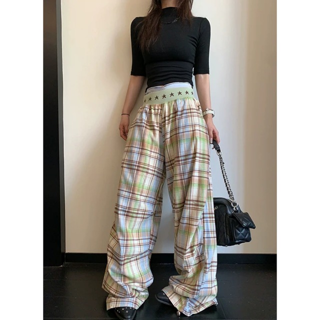 star west checked pants　スターウエストチェック柄パンツ　J2115