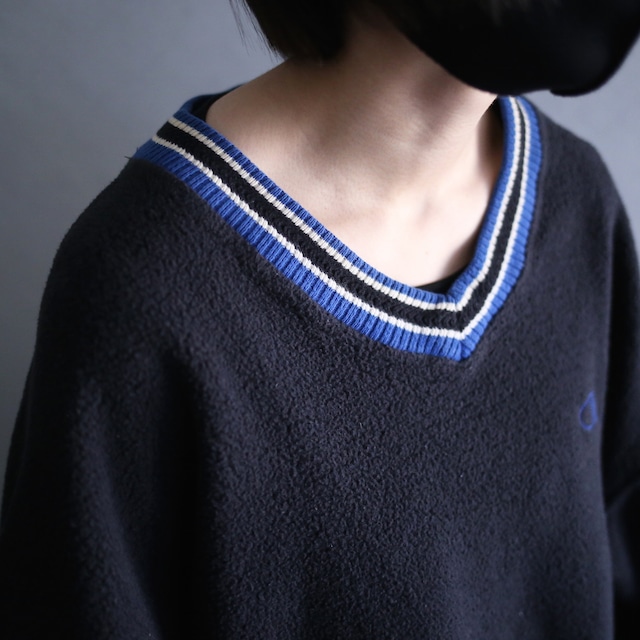 "Champion" XXL over wide silhouette rib line design fleece pullover