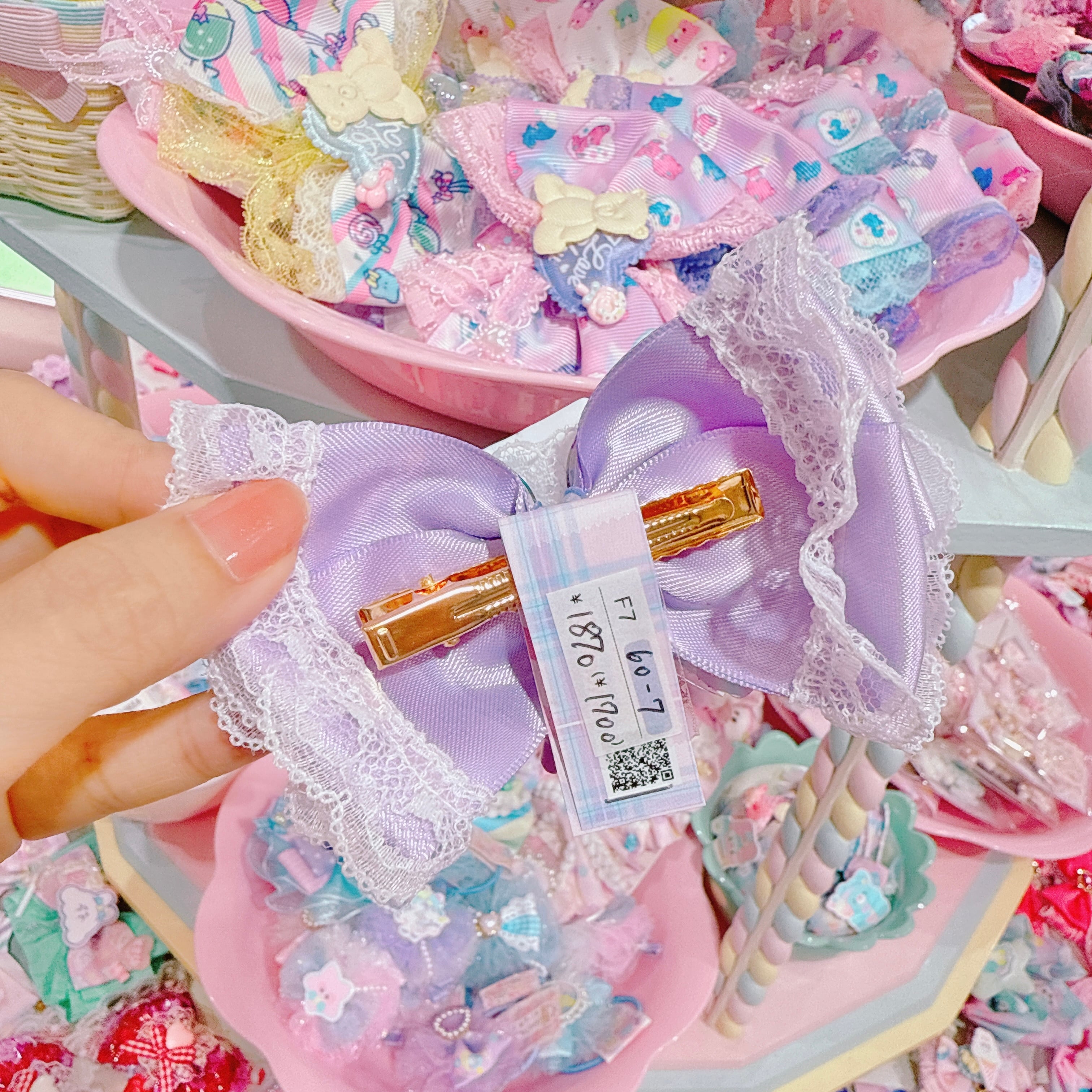 【F7】60-7レースリボンヘアクリップ