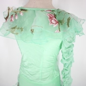 社交ダンス 衣装 スタンダード 上下セット ツーピース レッスンウェア パーティ衣装 GRANT グリーン系 黄緑 ミントグリーン 花柄 かわいい フェミニン 優雅 ボリューム スカート おしゃれ ダンスウェア カジュアル 伸縮性 夏用 かわいいデザイン 手洗い可 イベント衣装 衣装セット オシャレ パーティー レディース 体型カバー