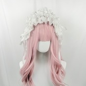 ♡【全3色】MAID Princess flower フリルレース リボンヘッドドレス white ♡