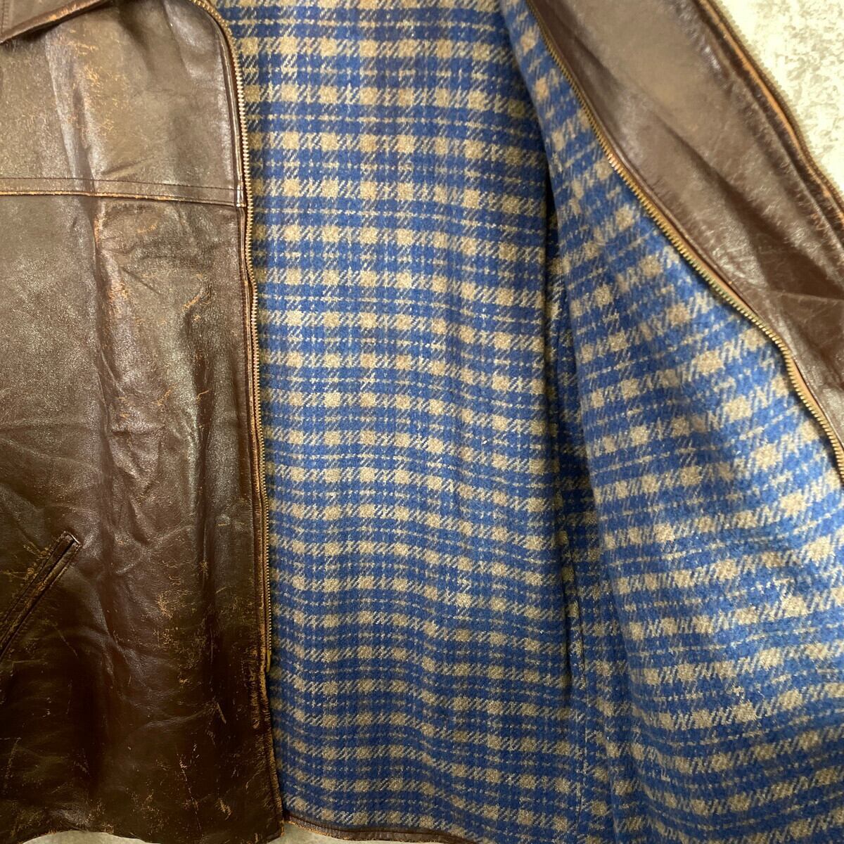 50〜60年代 フランス レザー カーコート メンズXL相当 古着 50s 60s