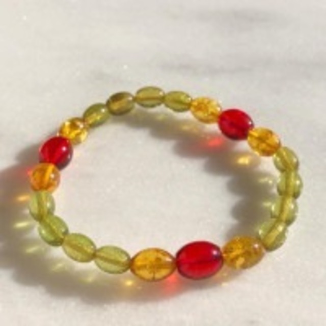 【超美石】天然琥珀（ミックスアンバー）　ブレスレット　4296