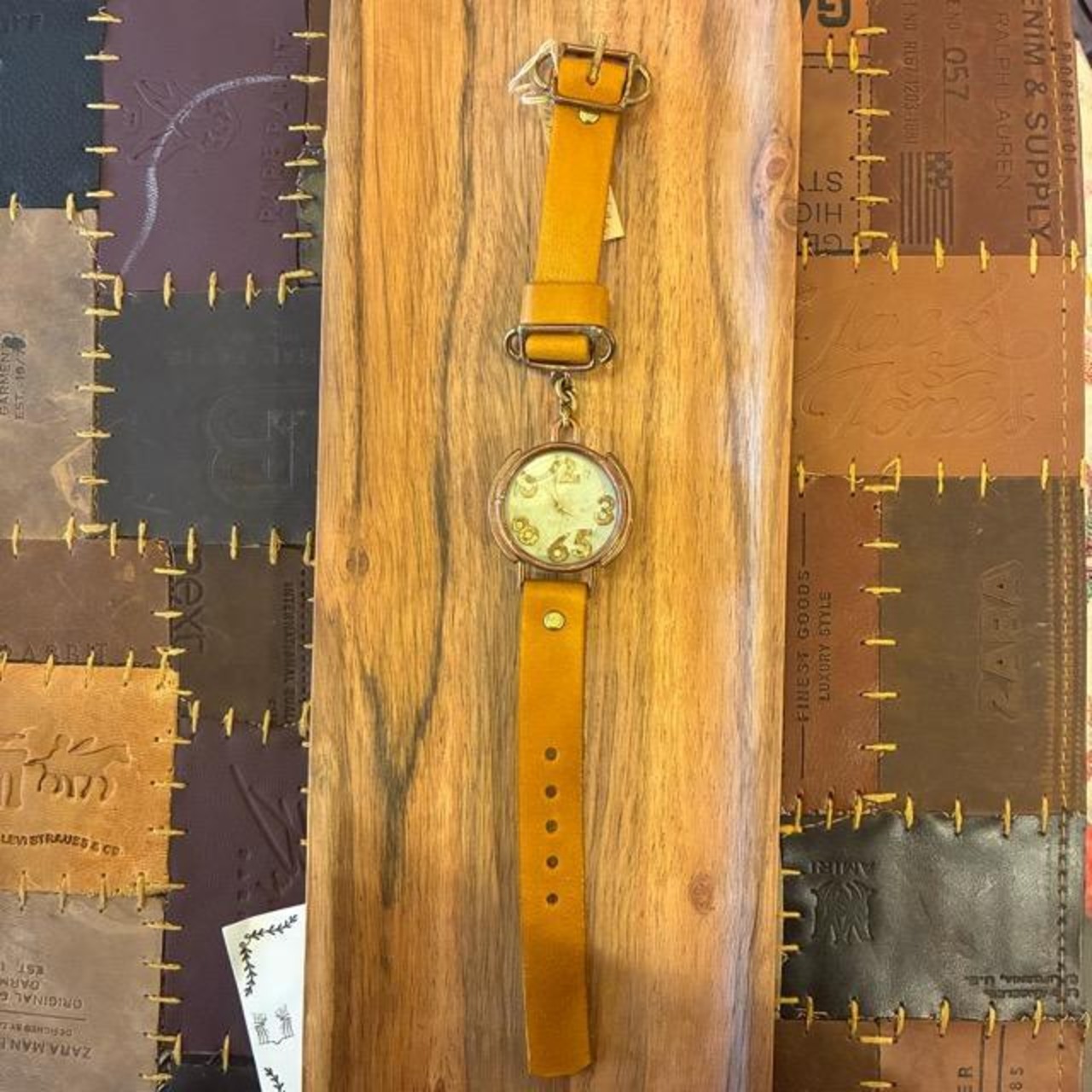 [Made to order] Brass and leather handmade watch uy Monsieur Montre CM Made to order Brass and leather handmade watch Monsieur Montre Camel
